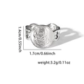 Silver vintage titanium steel ring with coin portrait and chunky chain band style - TYR0346 / Silver Badge Chain