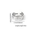Silver feather titanium steel ring with clear texture and adjustable opening design - TYR0347 / Silver Feather Detail