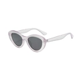 Stylish lavender cat eye sunglasses with dark lenses on a clean white background - Light Purple Frame Black Grey Lens