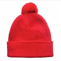 Bonnet en maille rouge classique avec pompon assorti pour la chaleur hivernale - Taille unique / Rouge