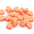 Rosafarbene herzförmige Polymerton-Perlen mit Bohrung für DIY-Schmuckherstellung - 100 Stk/Packung / Orange