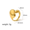 Detailed dimension view of gold heart-shaped ring with 26mm x 22mm x 20.5mm measurements - Streamlined Heart Style (TR4318)