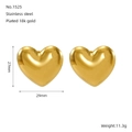 18k vergoldete Herz-Ohrringe aus Edelstahl mit Maßen von 27mm x 29mm im Detail - 18K Gold / Gold (ZYG1525)