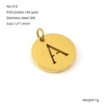 Macro del ciondolo lettera A in acciaio inossidabile placcato oro 18k con dati - Lettera A (A-Pendente)