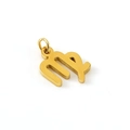 Gold stainless steel Virgo zodiac charm pendant with cutout symbol and connector ring - Virgo - Single Pendant