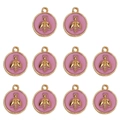 Zehn vergoldete Bienenanhänger mit rosa Emaille für die DIY-Schmuckherstellung - Rosa