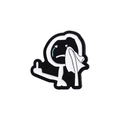 Crying cartoon character enamel pin flipping the middle finger in black and white finish - Crying Middle Finger Style(QHXZ1999)