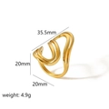 French vintage 18k gold plated stainless steel open ring with multilayer curved lines - Multi-layer Streamlined Hollow Style (TR4310-7号)