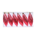 6-piece set of red and silver spiral drop-shaped Christmas ornaments in clear box - Style 17 (6-pack)