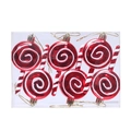 Set of 6 red spiral lollipop Christmas tree ornaments in clear plastic packaging - Style 18 Candies (6-pack)