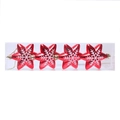 Set of 4 red star Christmas ornaments with white snowflake patterns in packaging - Eight- Or Six-pointed Star Design (4-pack)