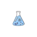 Blauer Emaille-Pin in Erlenmeyerkolben-Form mit DNA- und Atom-Motiven für Forscher - Labor Erlenmeyerkolben Stil (XZ4642)