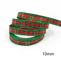 10mm red and green plaid Christmas ribbon with gold thread detail for gift wrapping - Red Green Gold Tartan Plaid-5 Yards