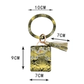 Gelbes PU-Leder Schlüsselanhänger-Armband mit Schlangenmuster, Kartenetui und Quaste - Gelbe Schlangenhaut