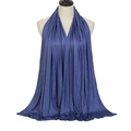 Blue mercerized cotton scarf for women, large lightweight shawl with soft drape - Grey Blue