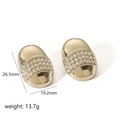 Detailed view of gold oval earrings with zircon inlay including dimensions and weight data - Silver Oval (TE6982-S)