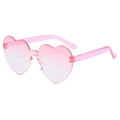 Pink gradient heart-shaped rimless sunglasses with translucent pink temple arms - Two-tone C6