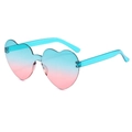 Blue and pink gradient heart-shaped rimless sunglasses with transparent blue temples - Two-tone C14