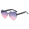 Fashionable heart-shaped rimless sunglasses with purple to pink gradient lenses and black temples - Two-tone C22