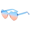Blue and orange gradient heart shaped rimless sunglasses with blue transparent temples - Two-tone C20