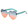 Translucent heart sunglasses with blue-orange gradient lenses and teal temples - Two-tone C7