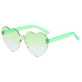 Chic heart-shaped rimless sunglasses with green gradient lenses and translucent frame - Two-tone C21
