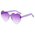 Fashionable heart-shaped rimless sunglasses with purple gradient lenses and temples - Two-tone C35