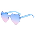 Blue and pink gradient heart-shaped rimless sunglasses with transparent temples - Two-tone C39