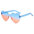 Blue translucent heart shaped sunglasses with blue and orange gradient lenses - Two-tone C37