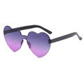 Chic heart-shaped rimless sunglasses with purple to pink gradient lenses and black temples - Two-tone C34