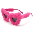 Fashionable heart-shaped sunglasses with pink faux fur frame and dark lenses for parties - Magenta Frame Magenta Fur