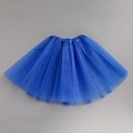 Detailed top view of a blue multi-layer tulle tutu skirt with satin elastic waistband - Royal Blue / Length 40cm