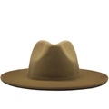 Detailed view of the gradient brown fedora hat made of premium wool felt material - M (56-58cm) / Brown
