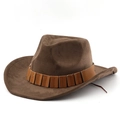 Klassischer brauner Wildleder-Cowboyhut mit Vintage-Lederband auf weißem Hintergrund - M (56-58cm) / Kaffeebraun