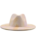 Cappello Fedora in feltro stile inglese a tesa larga con sfumatura viola e arancione - Tie-dye Rosa Arancione Giallo Viola