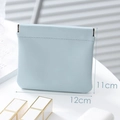 Light blue faux leather mini makeup pouch with automatic closing clasp 11cm x 12cm - Large Sky Blue