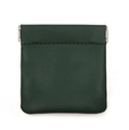 Portable dark green leather mini cosmetic pouch with automatic magnetic closure - Large Dark Green