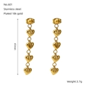 Ohrringe aus 18k vergoldetem Edelstahl mit Herz-Quasten, 41mm lang und 3,7g Gewicht - Gold