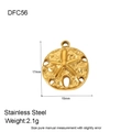 Detailed dimensions of a golden sea urchin stainless steel pendant with DFC56 model spec - Gold Sand Dollar (DFC56)