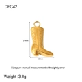 Detailed view of a gold cowboy boot pendant with 21mm height and 13mm width dimensions - Engraved Cowboy Boot DFC42
