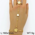 Bracciale anello in acciaio inossidabile placcato oro 18k con quadrifoglio e cuori - Stile Quadrifoglio (KB185535-HM)