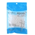 Pack of 100 white dental floss picks with high tension elastic rod for oral cleaning - 100 Pcs/Bag