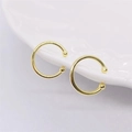 Minimalistische S925 Sterling Silber vergoldete Ohrmanschette mit Kugelperlen im C-Design - S925 Sterling Silber (1 Stück) / Gold