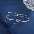 Fonkelende S925 zilveren hart armband met zirkonia en verstelbare schuifsluiting - Hart Stijl (1款)