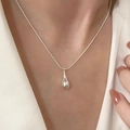S925 sterling silver waterdrop necklace with solid teardrop pendant and snake chain - 925 Silver / Silver