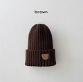 Bonnet d'hiver tricoté marron pour bébé avec écusson ours et protège-oreilles - café
