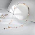 Elegant S925 silver necklace with colorful freshwater pearls in gold minimalist style - 45cm / S925 Sterling Silver Gold Chain + Pink Purple Pearl