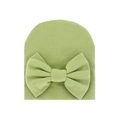 Light green knitted newborn baby hat with a large bow detail for infants 0-6 months - 0-6 Months / Fruit Green