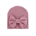 Lotus pink knitted baby hat with a large bow detail for newborns 0-6 months - 0-6 Months / Taro Purple