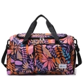 Bolsa de viaje de gran capacidad con estampado floral morado y correa ajustable cómoda - Naranja